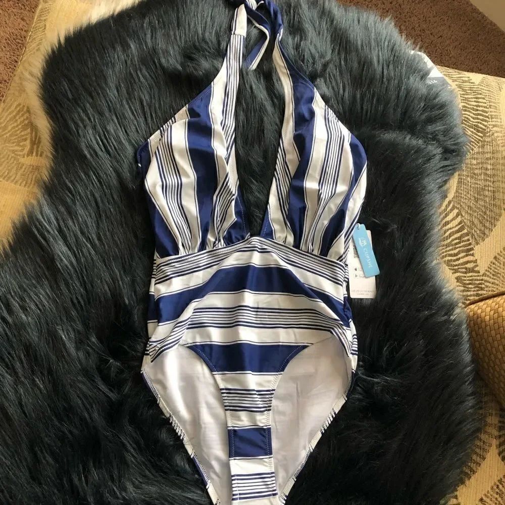 Cupshe navy/white one piece size small